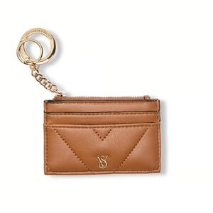 🆕 VICTORIA'S SECRET Card Case Keychain In Camel